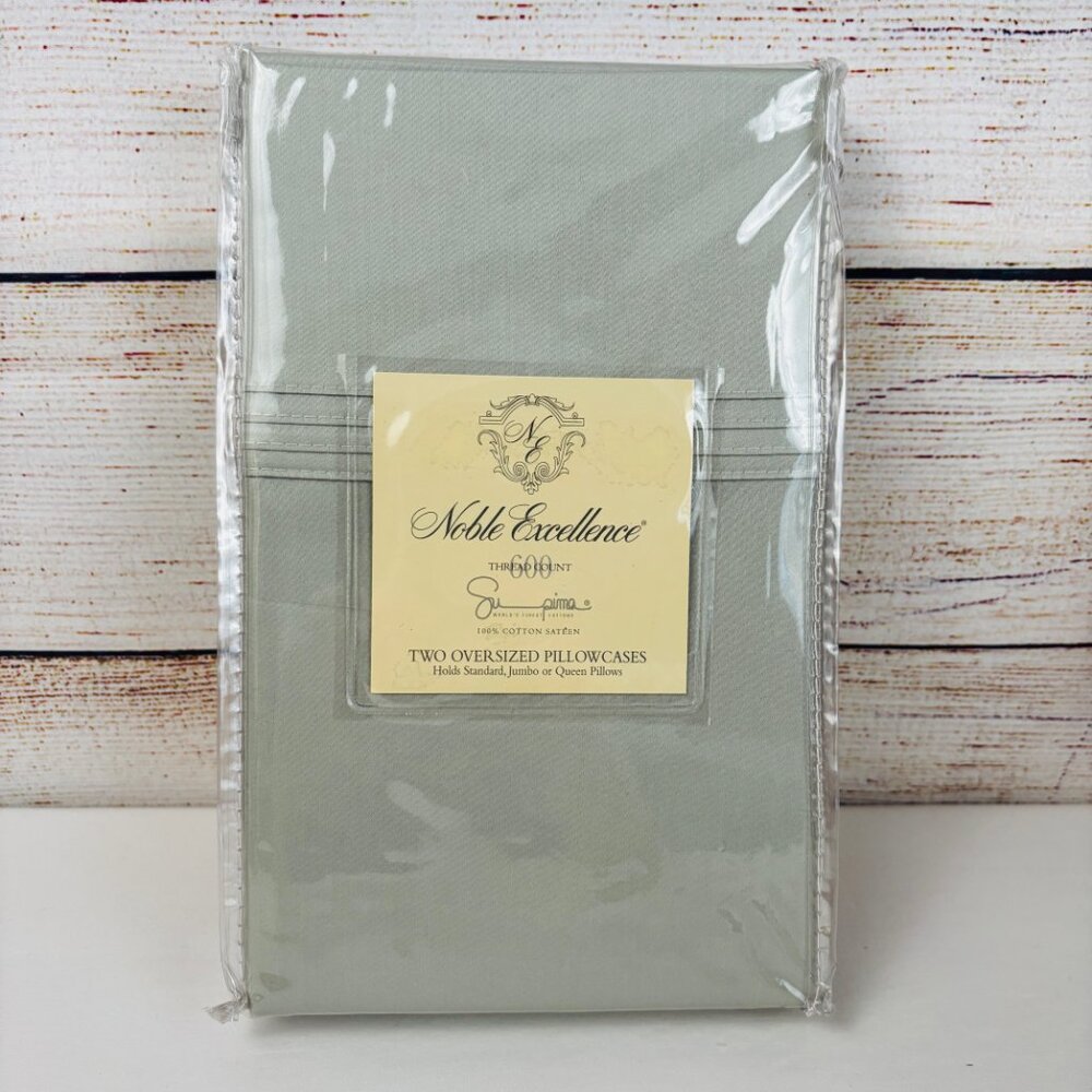 Noble Excellence Pillowcases Oversized Cotton Sateen 600 TC Green Gray Mist